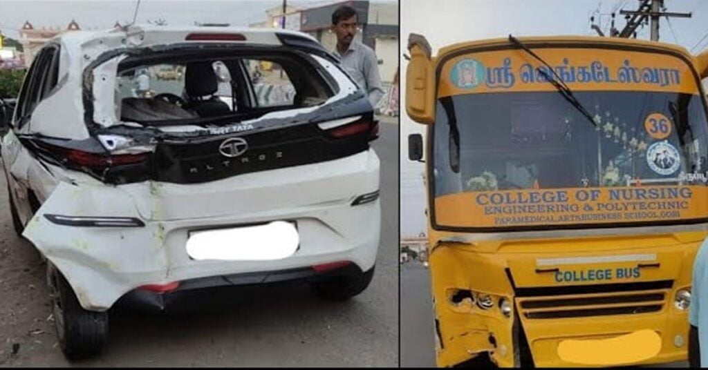 Tata Altroz ​​vs school bus crash