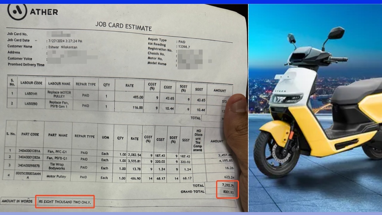 Ather Electric Scooter Maintenance Cost