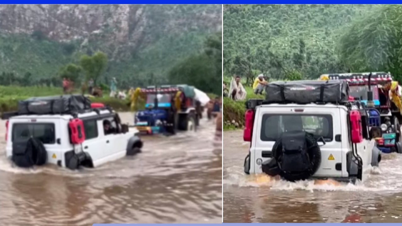 Maruti Jimny Rescues Loaded Tractor from River